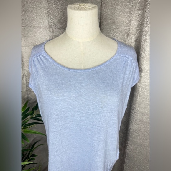 Joie Women’s 100% Linen Drop Shoulder Tee Top in Pastel Blue Sz Medium - Picture 2 of 11